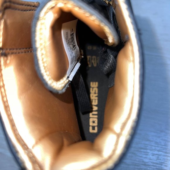 Converse Chuck Taylor CT All Star Alpha Hi Leather Black/Gold Women's 8.5 - Picture 8 of 10